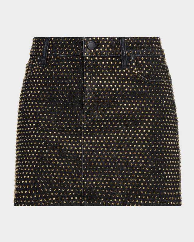 Joss High-Rise Embellished Denim Mini Skirt